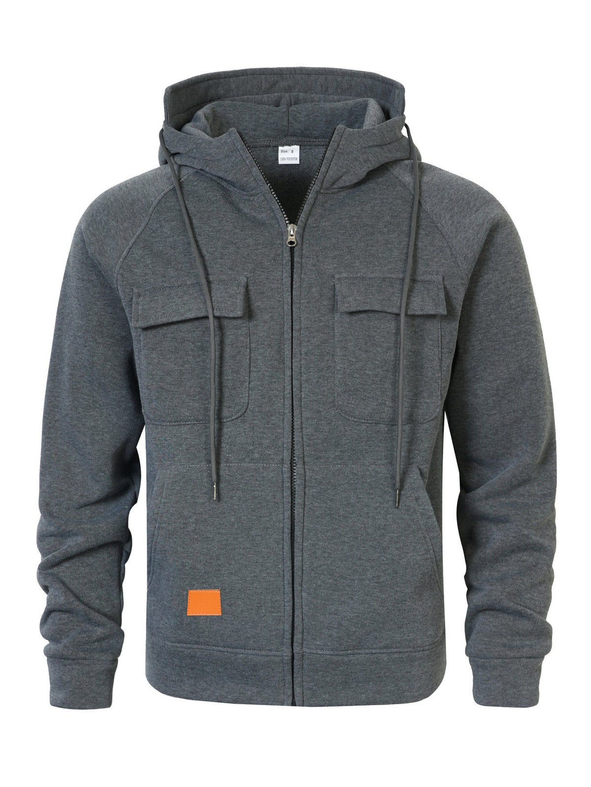 Mens Loose-Fit Hoodie With Multiple Pockets And A Stand-Up Collar