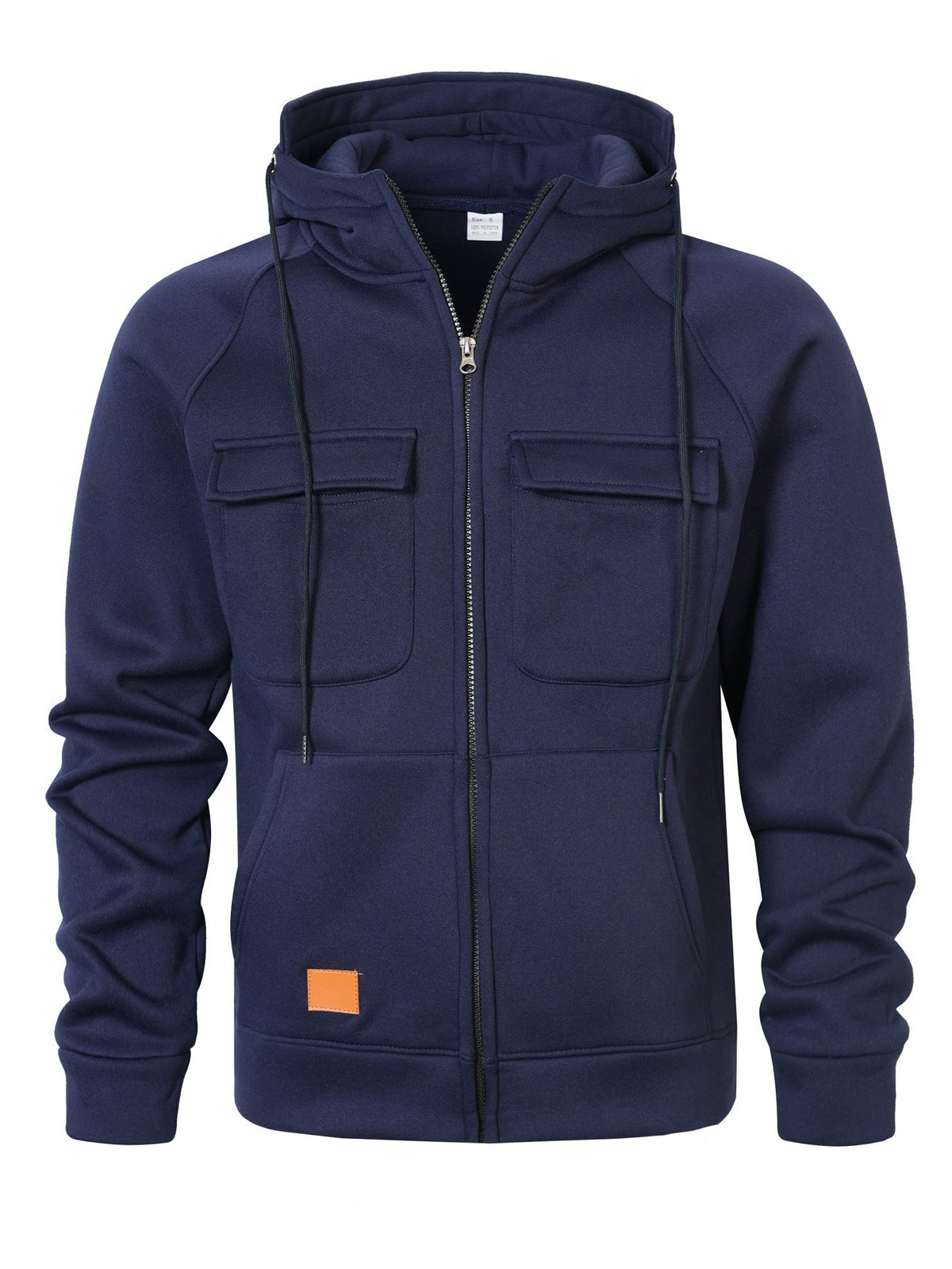 Mens Loose-Fit Hoodie With Multiple Pockets And A Stand-Up Collar