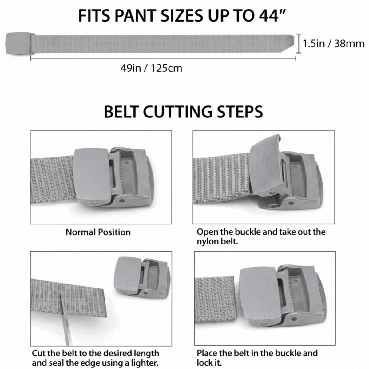 XGear Tactical Adjustable Nylon Belt with Plastic Buckle