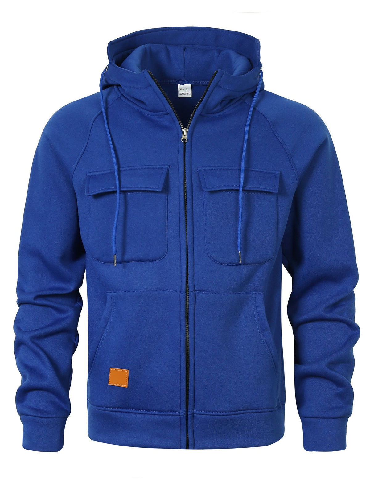 Mens Loose-Fit Hoodie With Multiple Pockets And A Stand-Up Collar