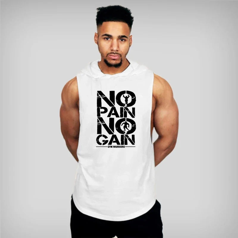 Men's Sleeveless Hooded Gym Tank Top