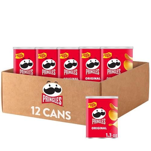 Pringles Potato Crisps Chips, Lunch Snacks, Office And Kids Snacks, Grab N Go, Original (12 Cans)