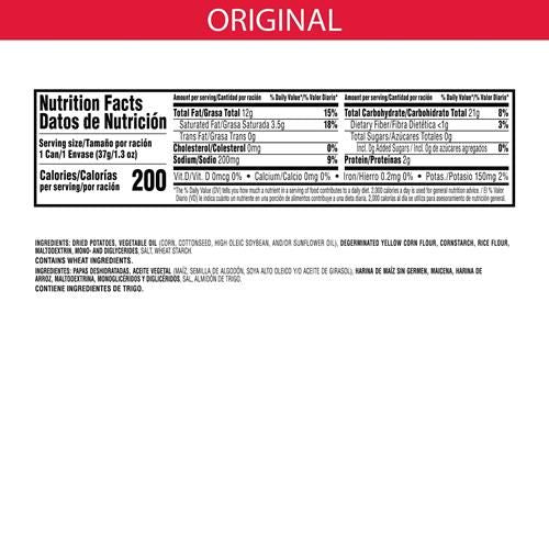 Pringles Potato Crisps Chips, Lunch Snacks, Office And Kids Snacks, Grab N Go, Original (12 Cans)