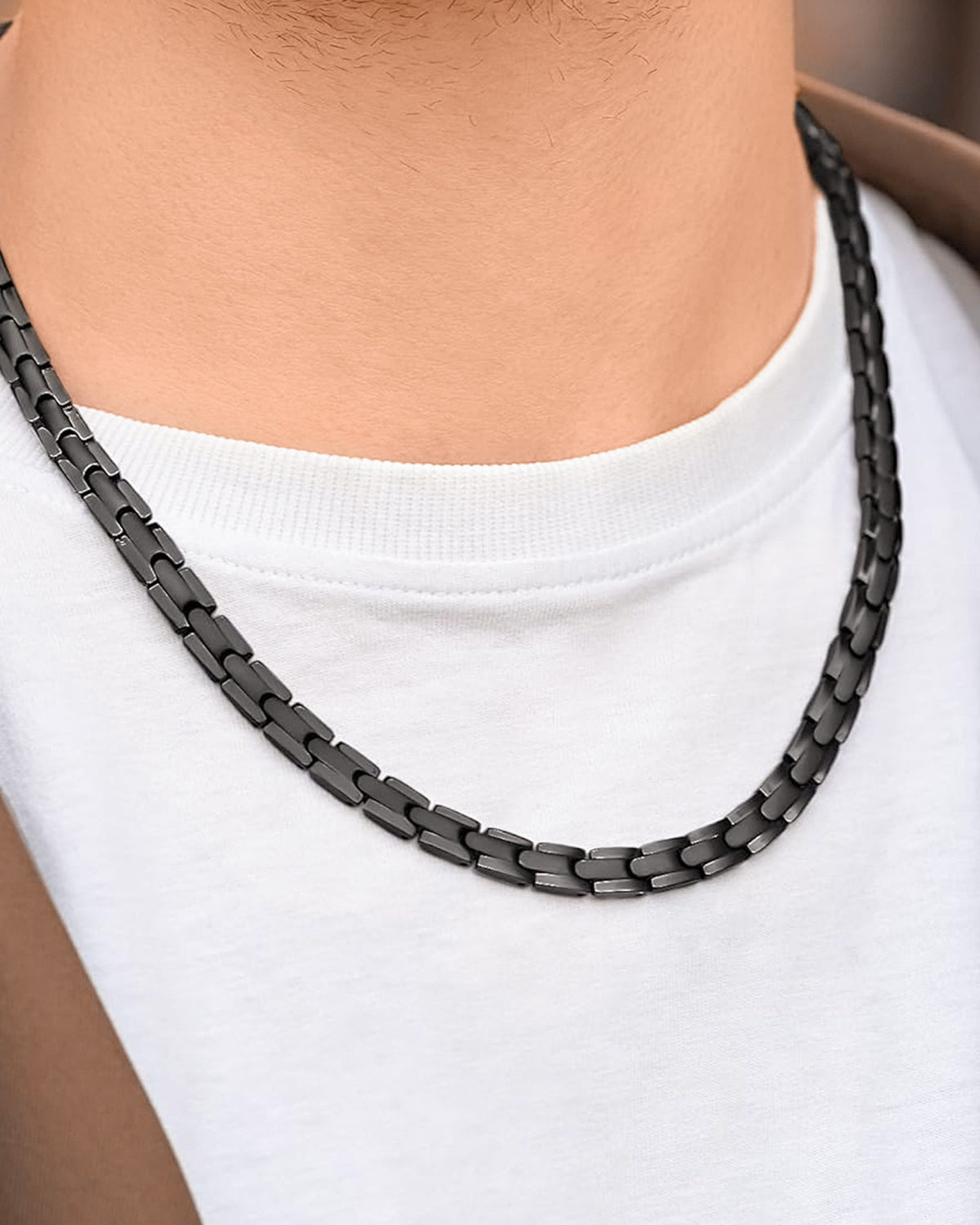 Powerful Black Titanium Magnetic Therapy Necklace
